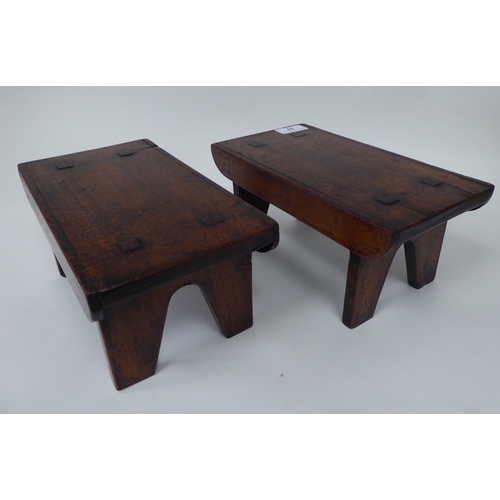 37 - A pair of 19thC mahogany shoeshine stools with cut-out ends  10