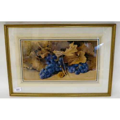 373 - Constance Lawson - 'Grapes and Leaves'  watercolour  bears a signature  7