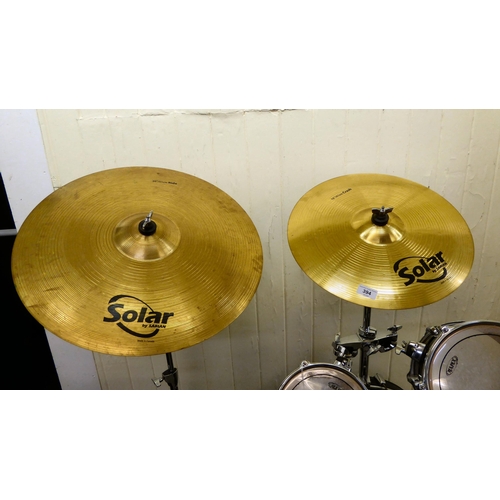 394 - A Mapex eight piece drum set 