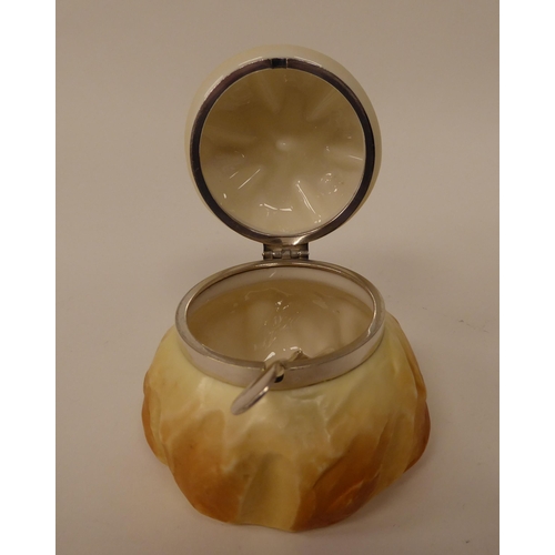 4 - A Royal Worcester china condiments pot, fashioned as a cottage loaf with a hinged lid and attendant ... 