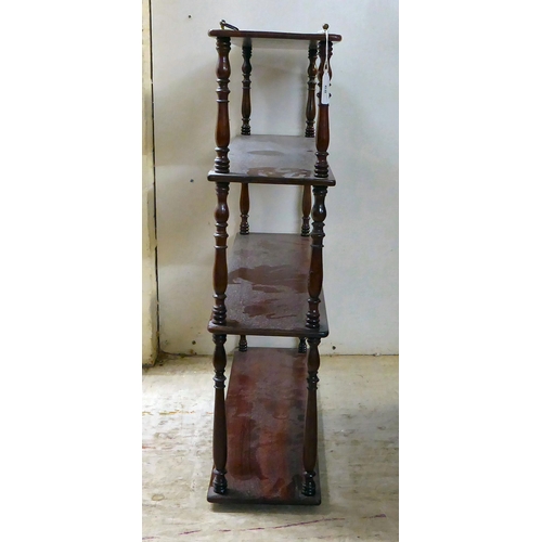 68 - An early 20thC mahogany four tier hanging display shelf  28