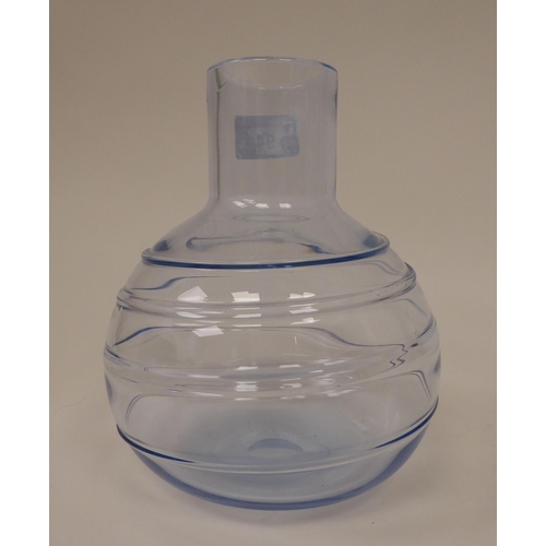 94 - A Whitefriars tinted sapphire glass ribbon trailed vase, by Barnaby Powell, circa 1936  7.5