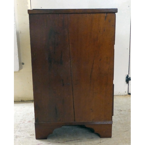 97 - A late 19thC ebony inlaid, crossbanded mahogany, three drawer dressing chest, raised on bracket feet... 