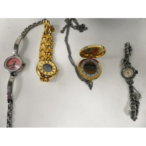 11 - Jewellery and watches: to include a Sekonda gold plated, manual wind watch, faced by an Arabic dial