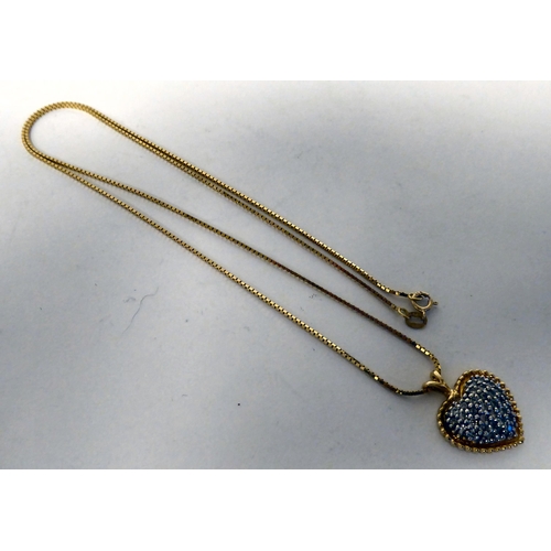 281 - A 14ct gold, diamond set, heart shape pendant, on a fine 18ct gold box link neckchain and ring bolt ... 