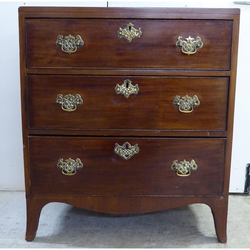 285 - A George III mahogany three drawer dressing chest, raised on splayed feet  34