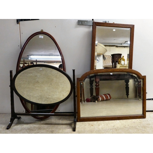 287 - Four dissimilar, circa 1900-1930s mirrors  variously framed  largest 20