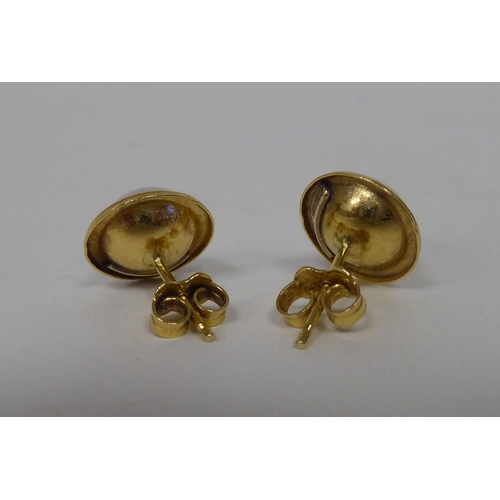 291 - A pair of 18ct gold, pearl set earrings