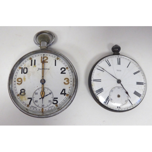 293 - A white metal cased pocket watch, inscribed Bennett, Cheapside, London, faced by a white enamel Roma... 