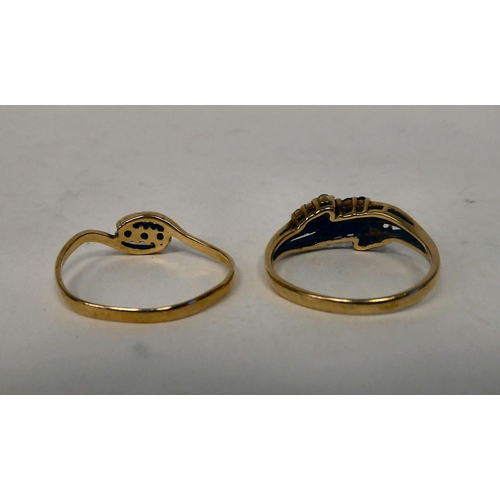 298 - Two dissimilar 9ct gold, diamond set rings