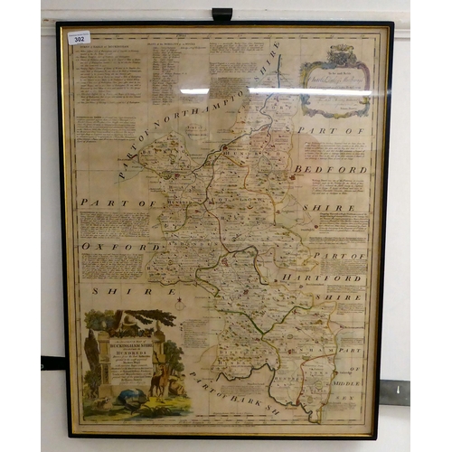 302 - Eman Bowen, a 19thC coloured county map of Buckinghamshire  22