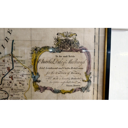 302 - Eman Bowen, a 19thC coloured county map of Buckinghamshire  22