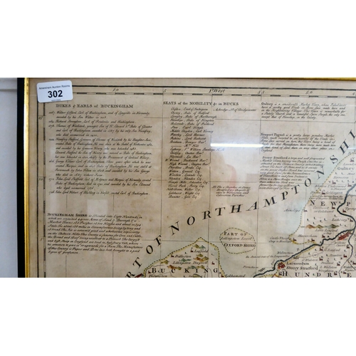 302 - Eman Bowen, a 19thC coloured county map of Buckinghamshire  22