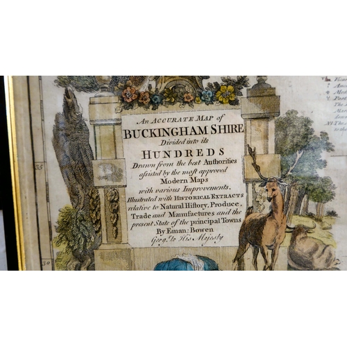 302 - Eman Bowen, a 19thC coloured county map of Buckinghamshire  22