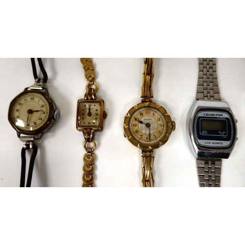 32 - Watches of various designs: to include a yellow metal plated full hunter, the Roman numerals faced b... 