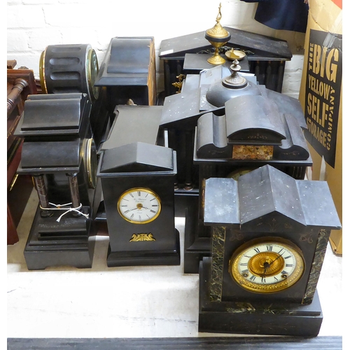 379 - Clock makers/repairers spares and repairs for slate cased mantel clocks; and other faux slate exampl... 