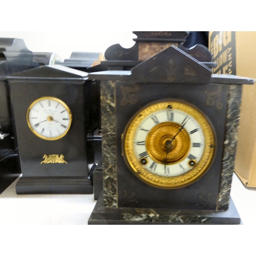 379 - Clock makers/repairers spares and repairs for slate cased mantel clocks; and other faux slate exampl... 