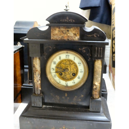 379 - Clock makers/repairers spares and repairs for slate cased mantel clocks; and other faux slate exampl... 