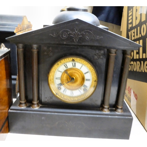 379 - Clock makers/repairers spares and repairs for slate cased mantel clocks; and other faux slate exampl... 