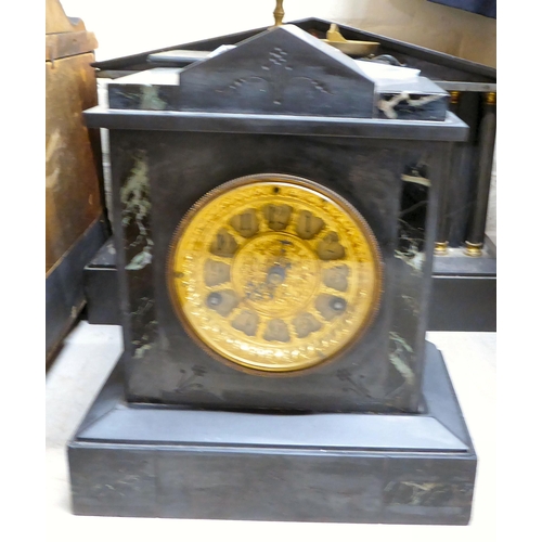 379 - Clock makers/repairers spares and repairs for slate cased mantel clocks; and other faux slate exampl... 