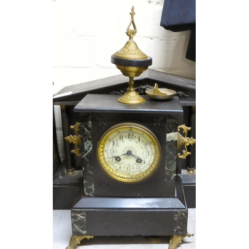 379 - Clock makers/repairers spares and repairs for slate cased mantel clocks; and other faux slate exampl... 