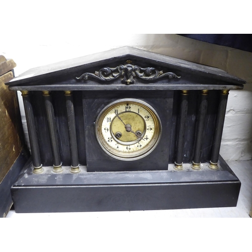 379 - Clock makers/repairers spares and repairs for slate cased mantel clocks; and other faux slate exampl... 