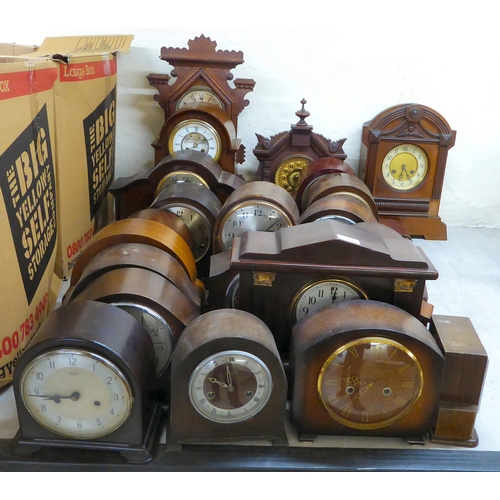 384 - Clock makers/repairers spares and repairs for mainly 1920/30s oak cased mantel clocks