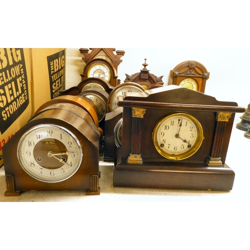 384 - Clock makers/repairers spares and repairs for mainly 1920/30s oak cased mantel clocks