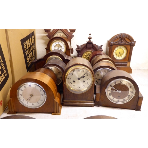 384 - Clock makers/repairers spares and repairs for mainly 1920/30s oak cased mantel clocks