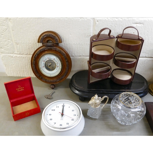 394 - A mixed lot: to include a box for an Omega Constellation wristwatch; and a late Victorian serpentine... 