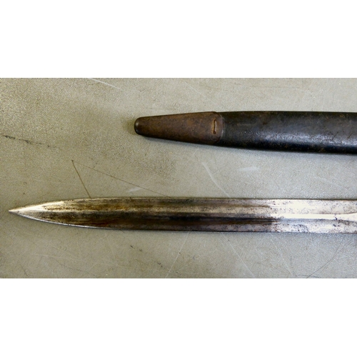 395 - A King George V period bayonet  the blade 12