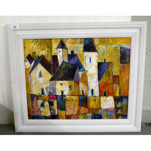 398 - Olga Kast - 'Krakow'  oil on canvas  bears a signature & dated 2000 verso  16