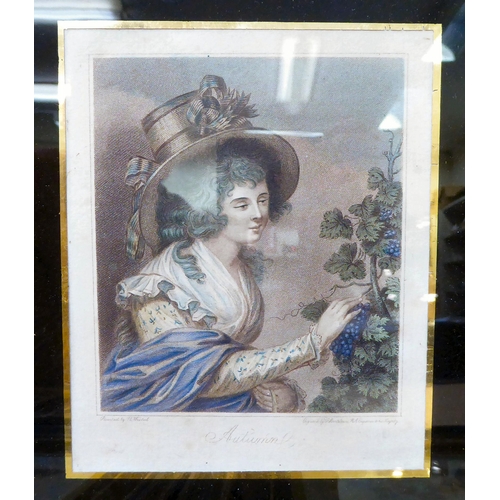 40 - A series of nine framed early 19thC tinted engravings, featuring artisan occupations, including 'Cha... 