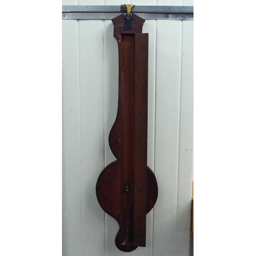 55 - An Edwardian string inlaid mahogany cased barometer, the dial inscribed Malacuda, Dublin  26