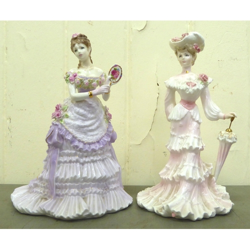 59 - Eight Royal Doulton, Coalport and Royal Worcester china figures: to include a Royal Doulton example ... 