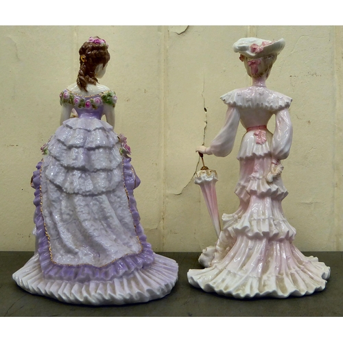 59 - Eight Royal Doulton, Coalport and Royal Worcester china figures: to include a Royal Doulton example ... 