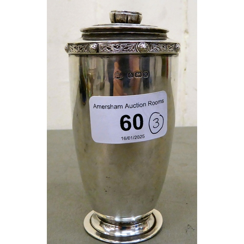 60 - Silver items: to include a pepper mill  Birmingham 1941  (combined approx. weight 8ozs)