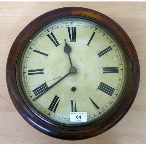 64 - A late 19thC walnut cased timepiece; the movement faced by a Roman dial  13