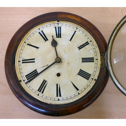 64 - A late 19thC walnut cased timepiece; the movement faced by a Roman dial  13