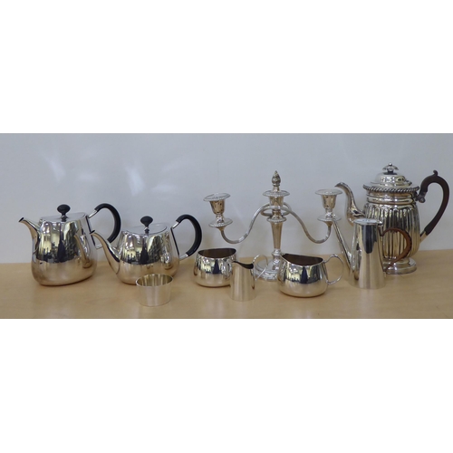 66 - Silver plated tableware: to include a twin branch candelabrum  9