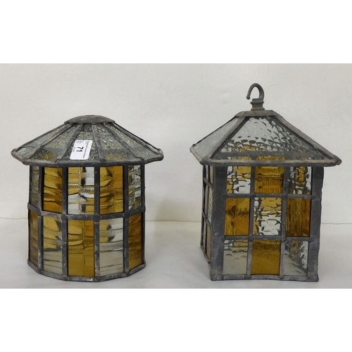 71 - Two similar 20thC glazed and lead bound lantern shades  7