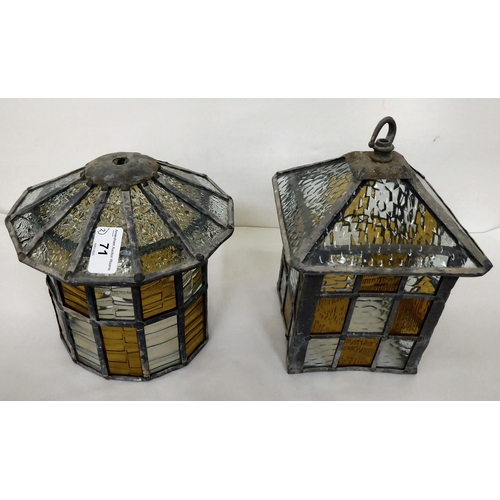 71 - Two similar 20thC glazed and lead bound lantern shades  7