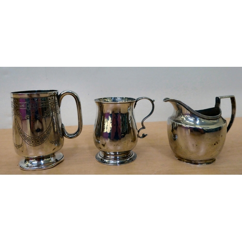 82 - Silver items: to include a late Victorian Christening tankard  Birmingham 1885  (gross wei... 