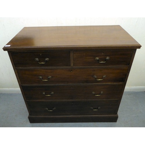 416 - An Edwardian mahogany five drawer dressing chest, on a plinth  41