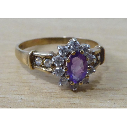 14 - 9ct gold jewellery: to include a white gold ring, set with diamonds and purple stones  (gross weight... 