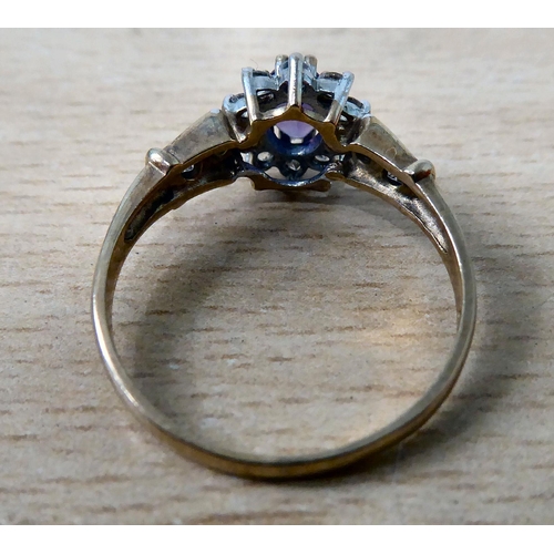 14 - 9ct gold jewellery: to include a white gold ring, set with diamonds and purple stones  (gross weight... 