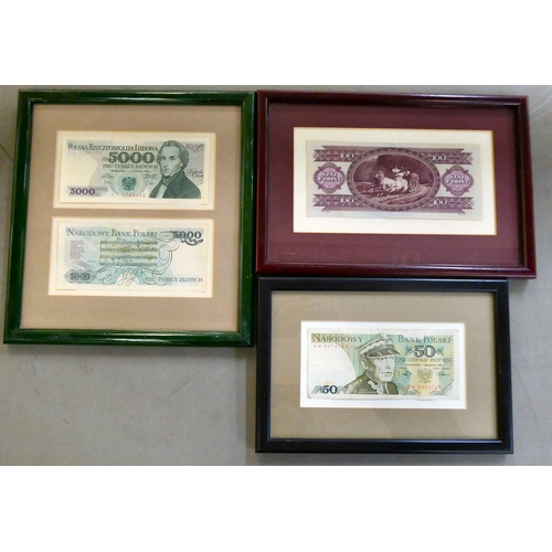 20 - Framed Polish banknotes  various values and issue dates 