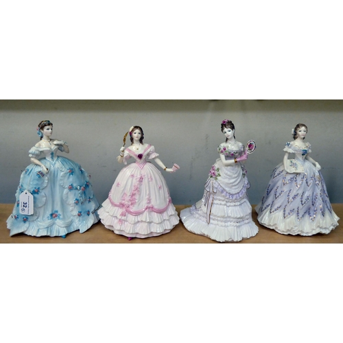 32 - Seven Limited Edition Royal Worcester china figures: to include 'The First Quadrille'  1127/12,... 