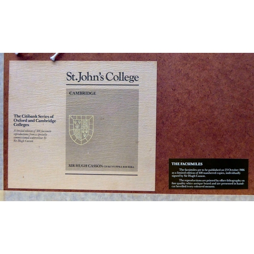 43 - After Hugh Casson - 'St. Johns Collage Cambridge'  Limited Edition 117/500 print  bears a ... 