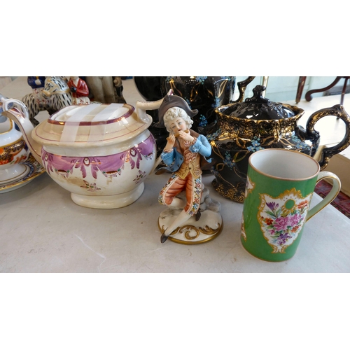 50 - 19thC and later decorative items: to include a reproduction faux crackle glazed pottery character ju... 